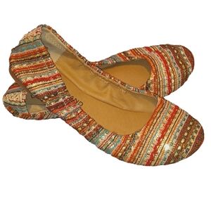 Lucky Brand Sequins Aztec Stripe Yarn Flat Ballet Shoes